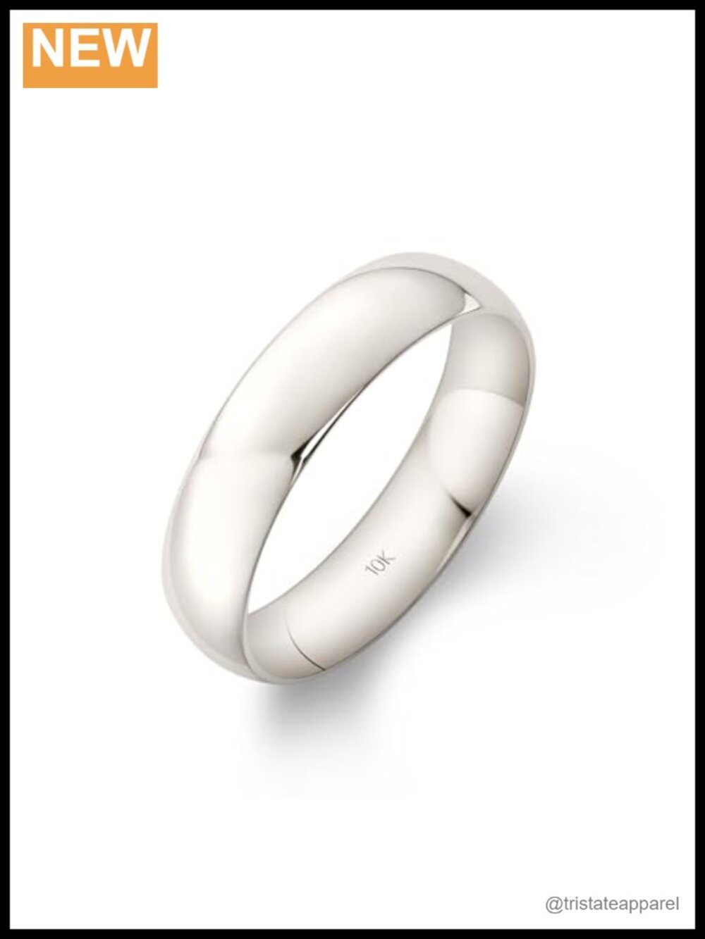 Solid 14K White Gold Wedding Band 5mm Comfort Fit Ring Size 7